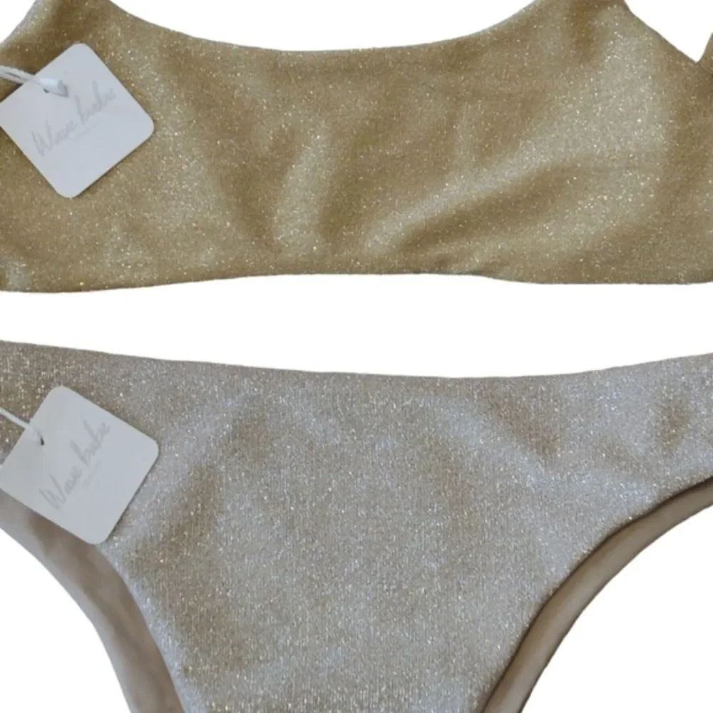 NWT Wave Babe Metallic Hi Waist Bikini Set